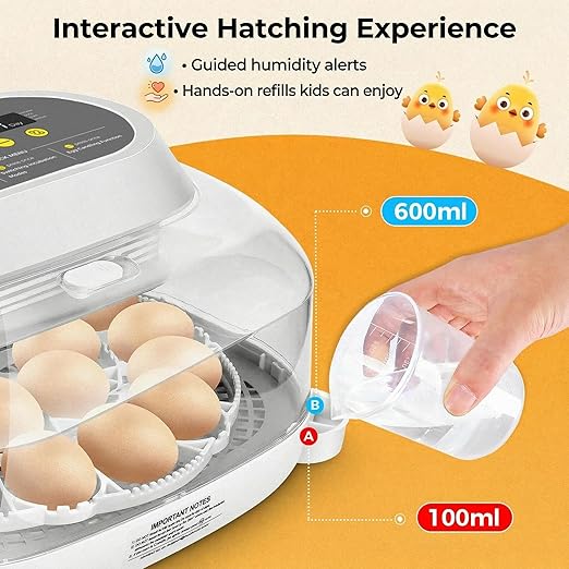 Sailnovo Incubator for 24 Eggs, 4 Modes Egg Incubator with Automatic Egg Turning, Temperature Control and Humidity Alarm - 360°View with Clear Window Incubators for Hatching Chicks(Grey)