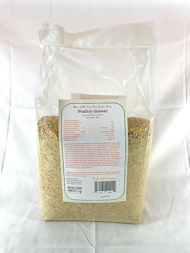 Soy-Free Corn-Free Poultry Grower Feed – 10 lb Bag | High-Protein, All-Natural Formula for Chickens, Turkeys & Gamebirds | Non-GMO Ingredients, No Fillers or Additives