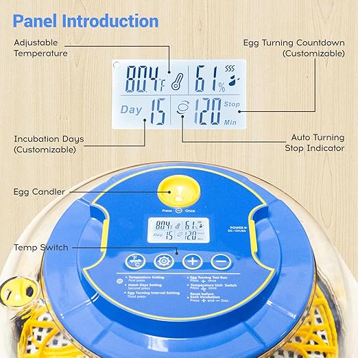 Incubator for Chicken Eggs,18 Eggs Smart Incubator with Automatic Egg Turning and Humidity Control,Egg Incubator with Automatic Water Bottle Refill & Timing Function for Chicken,Ducks,Goose,Pigeon