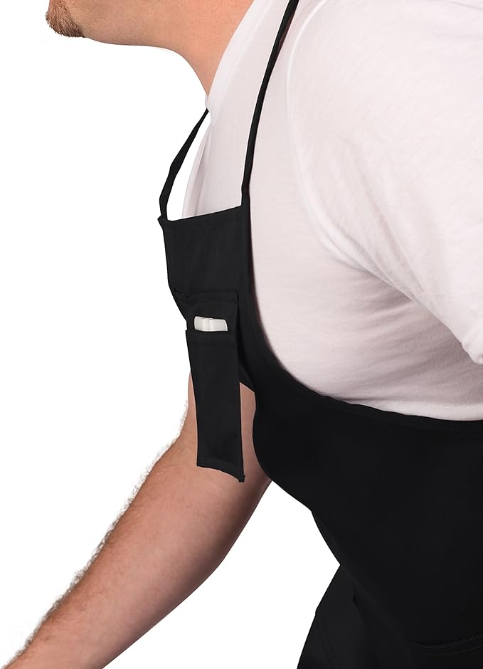 KNG Black Shop Apron With Pockets – Cross Back Workshop Apron for Men and Women