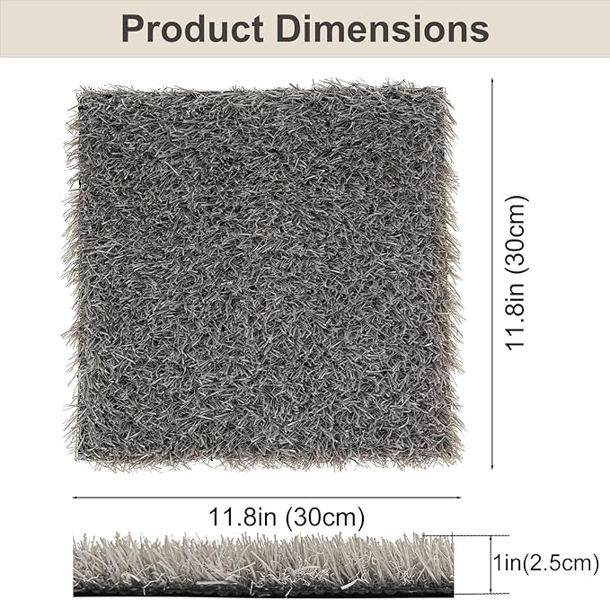 12 Pack Chicken Nesting Pads for Chicken Coop, 11.8"x11.8" Reusable Plastic Artificial Grass Nesting Box Pads Washable Laying Eggs Turf Egg-Protecting Mats for Coops, Pets & Crafts - Grey