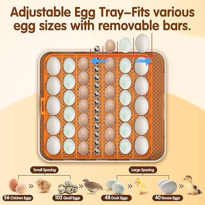 56 Eggs Incubators for Hatching Eggs - Automatic Egg Turner with Temperature and Humidity Control, Egg Candler, Incubator for Hatching Chicken, Duck, Goose, Pigeon, Quail, Parrot Eggs