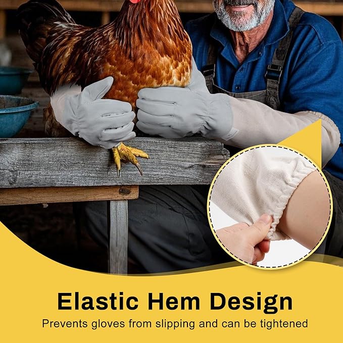 2 Pack Chicken Handling Gloves,Washable and Tight Cuff Design,Prevent Scratching and Dirt,Bite Proof Gloves for Chicken,Cat,Dog,etc