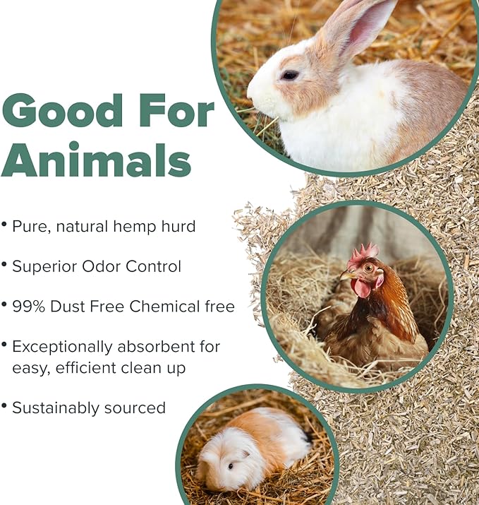All Walks 18.5 Liter Premium Natural Hemp Bedding, Odor Control, Low Dust, Highly Absorbent, for Rabbits, Hamsters, & Small Animals, Biodegradable, Made in USA