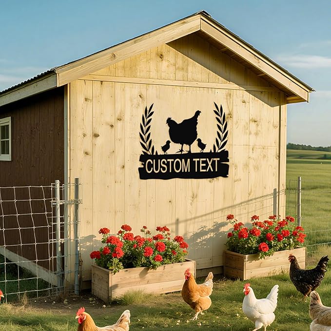 Personalized Chicken Coop Sign – Custom Metal Name Farm Sign, Outdoor Hen House Décor, Rustic Garden Lawn Plaque, Customizable Chicken Farm Sign with Name & Established Date, Unique Gift