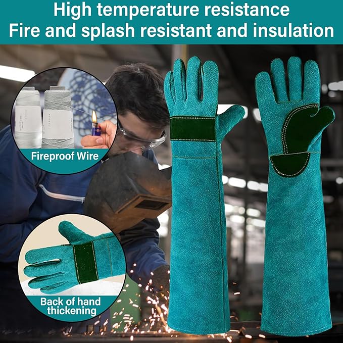 Animal Handing Gloves Bite Proof,Leather Welding Gloves,Multipurpose Puncture Proof Glove for Dog,Cat,Reptile,Snake