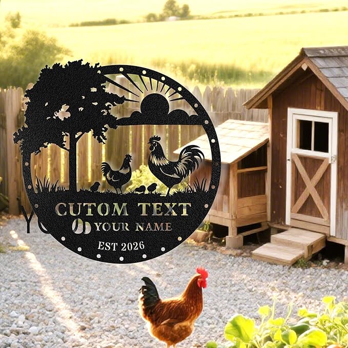 Custom Chicken Coop Metal Signs, Personalized Chicken Coop Sign, Custom Metal Farm Signs for Outside, Chick Hen House Sign Funny Farmhouse Outside Wall Decor Gift