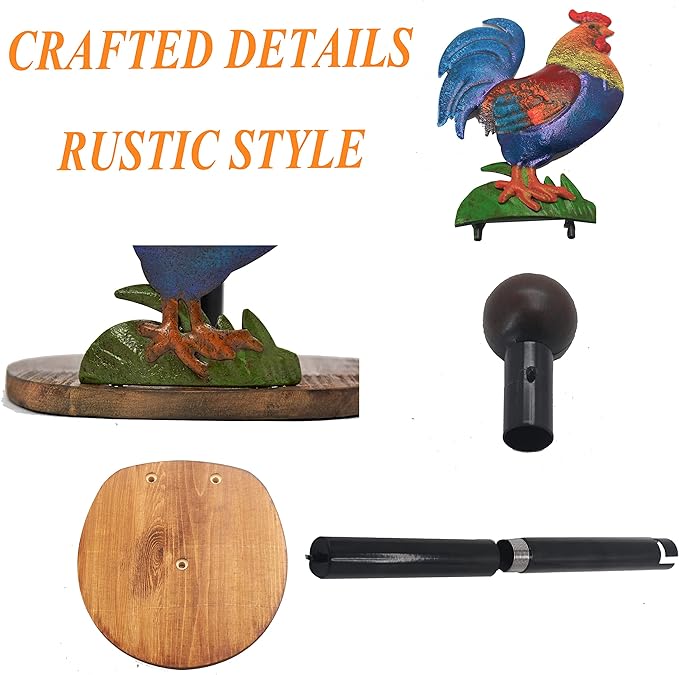 Rooster Paper Towel Holder Rooster Kitchen Decor Chicken Decor for Kitchen Roosters Farmhouse Paper Towel Holder Countertop Rustic Wood Base Paper Towel Stand