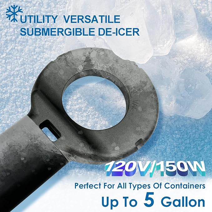 Utility De-Icer 150 Watt Submergible Cast Aluminum Bird Bath Heater Chicken Water Heater for Winter Black