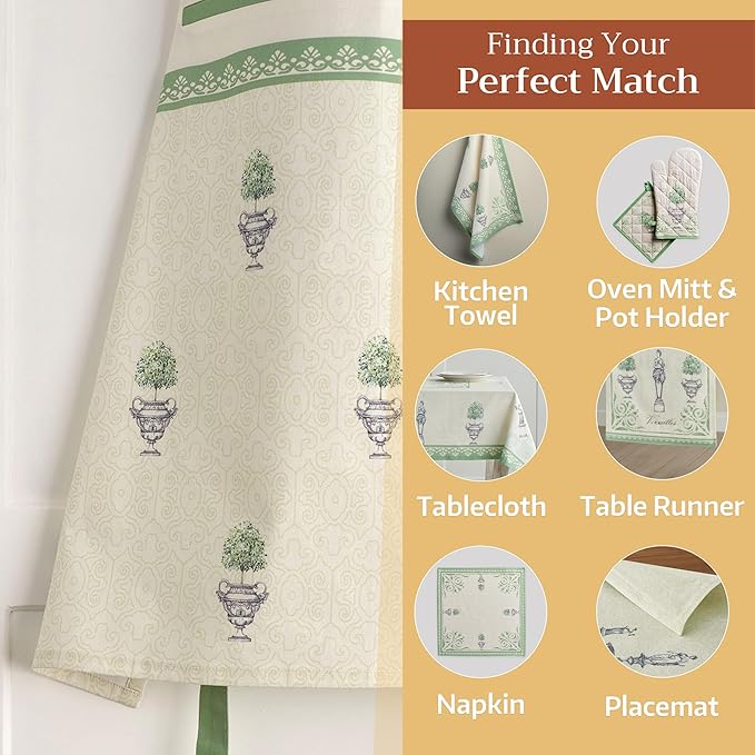 Maison d' Hermine 100% Cotton Apron for women with Pocket Kitchen Chef Apron for Men Cooking Easter Decorations