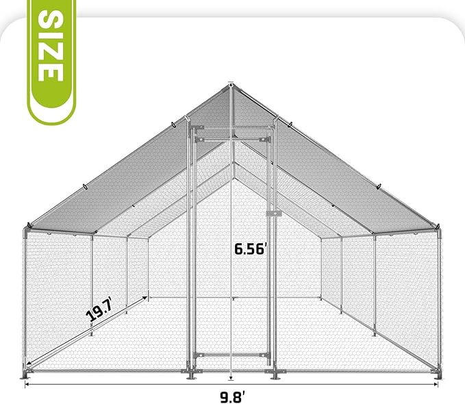 Large Metal Chicken Coop Chicken Pen with Water-Resident and Anti-UV Cover Walk-in Poultry Cage Chicken Runs for Yard with Cover Duck Rabbit Dog House Outdoor