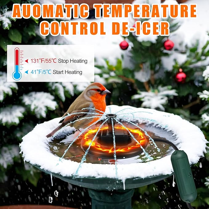 3 Pcs Submersible Water Heater Bird Bath Heater Chicken Waterer De-icer Water Trough Outdoor for Farm Pond Winter Poultry Livestock Tank Horse Drink, Pipe Tape Cord Cover(Deep Black,70 W)