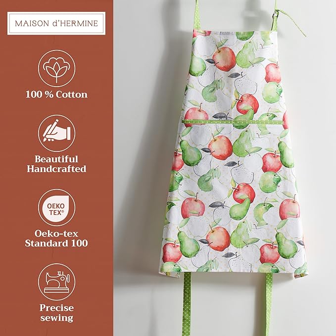 Maison d' Hermine 100% Cotton Apron for women with Pocket Kitchen Chef Apron for Men Cooking Easter Decorations