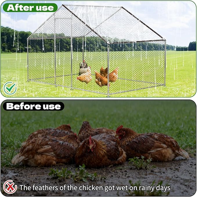 2 PCS 6.6x13 Ft Chicken Coop Covers with 10 Pcs Ball Bungees Cords Transparent Waterproof Material Protection from Sun Rain Snow and Low Temperature