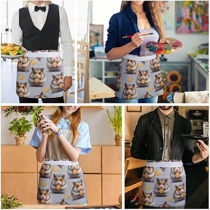 Half Apron with 3 Pockets Chef Cooking Kitchen Restaurant Aprons for Women Men