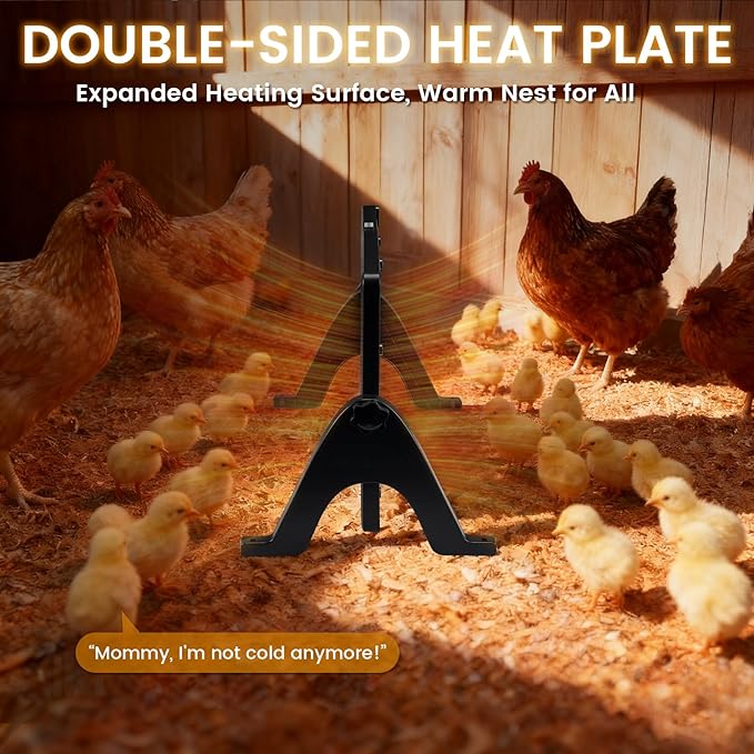 HIRALIY Chicken Coop Heater, 180W Dual-Sided Heating Panel with Adjustable Temperature & Cycle Mode, Rotatable Brooder Plate for Chicks Winter Poultry Ducks & Small Pets