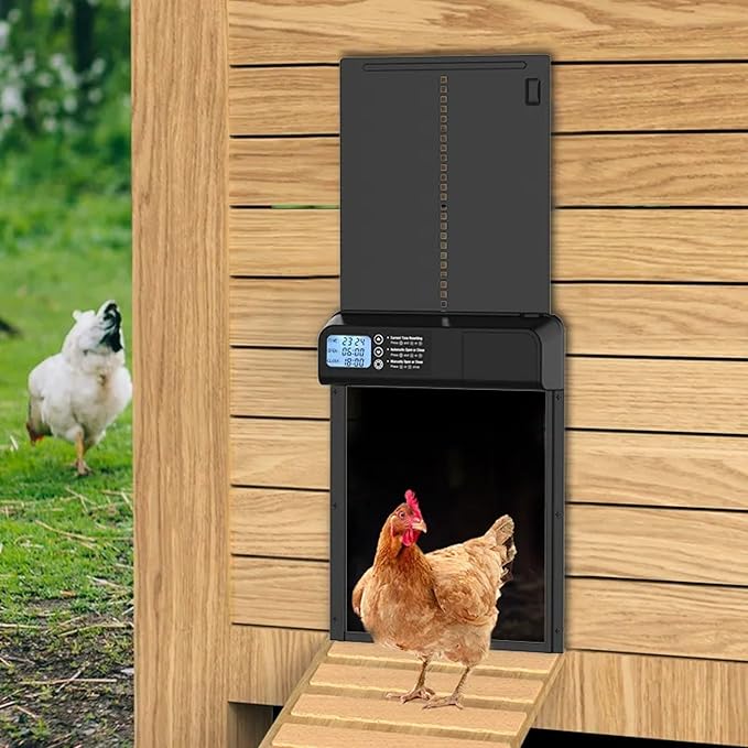 Hatching Time Smart Automatic Chicken Coop Door with Timer – Battery Operated Electric Chicken Door, Predator-Proof Safety, Weather-Resistant, Easy Install Auto Chicken Coop Door for Poultry