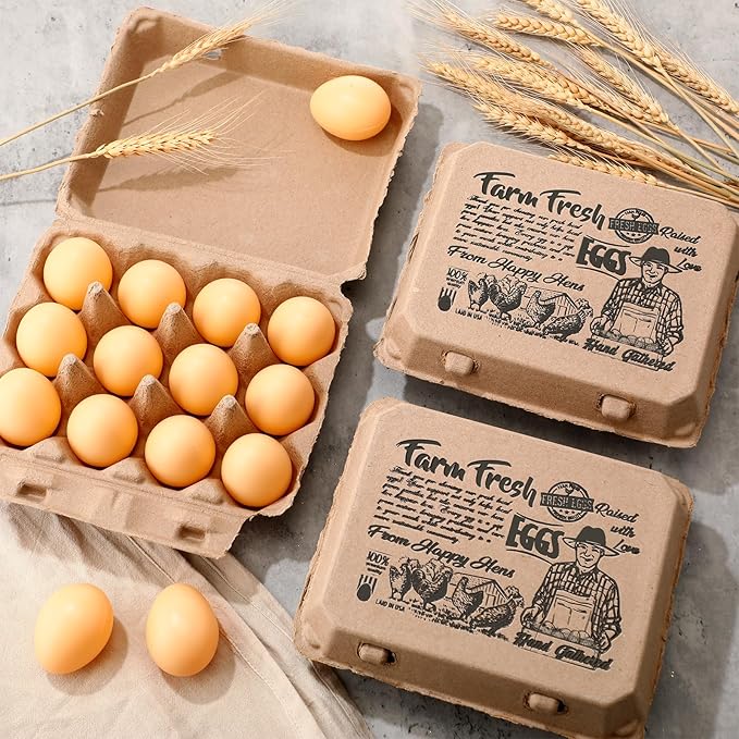 Honeydak 100 Pcs Egg Cartons Bulk 12 Count 3x4 Style Pulp Paper Egg Tray Dozen Reusable Container Holder Storage Box for Supermarkets Fresh Kitchen Vegetable Family Farm Markets