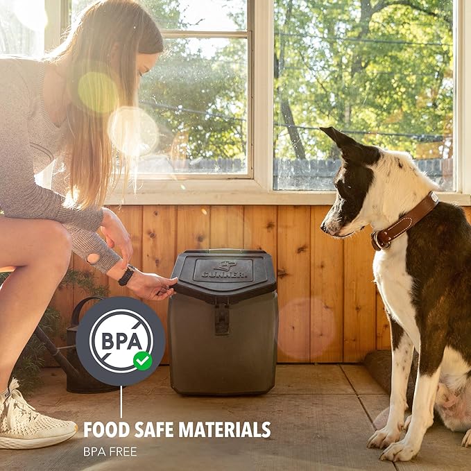 GUNNER 50 lbs Dog Food Storage Container - Waterproof & Airtight Pet Food Bin - Multi-Purpose Container for Dry Food, Corn, Chicken Feed, Treats, Bird Seed, & More - Gunmetal