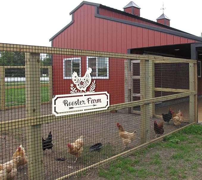 Personalized Chicken Coop Signs, Outdoor Chicken Coop Decor, Vintage Farmhouse Wall Decor, Custom Metal Name Sign for Farm Yard Garden Home, Gifts for Chicken Lovers Color05