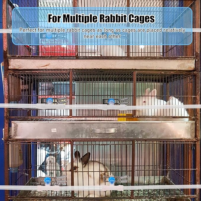 Automatic Rabbit Watering System, Rabbit Waterer Kit System Gravity Fed Include 24 Sets of Nipple Drinkers and 46 Feet of ID 5/16" Hose