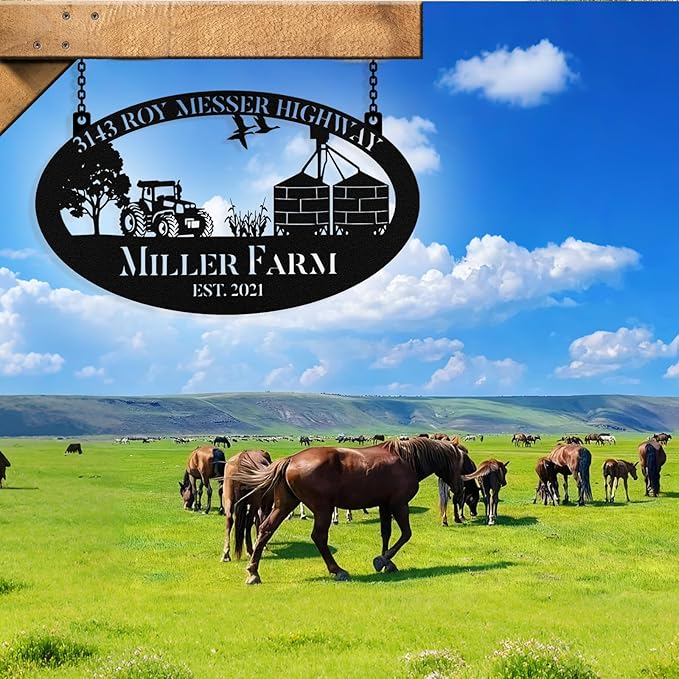 Personalized Metal Farm Signs, Custom Ranch Sign, Customized Farm Metal Signs Outdoor, Custom Large Hanging Family Name Sign for Farms, Ranch, Barn, Farmhouse