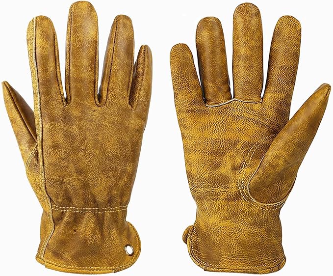 Heavy Duty leather work Gloves,Safety Cowhide Leather Garden Working Gloves for Men/Women,Driving,Yard work