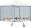 Outvita Large Metal Chicken Coop, Hexagon Walk in Chicken Run for Yard with Waterproof Cover, 13 x 11.4 x 8.6FT, Heavy Duty Steel Frame, Large Poultry Cage for Dog Kennel, Duck Coop and Hen House