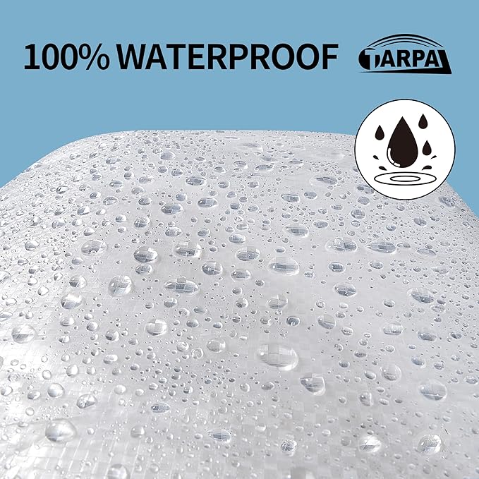 TARPAL 8'x10' Semi Clear White Tarp Waterproof Green House Cover with Grommets 7.5mil Clear Poly tarps for Gardening,Farm, Garden,Chicken Coops，Outdoor