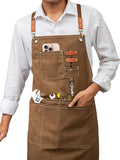 KITCHIEF Woodwork Aprons for Men,Tool Apron with loop and Pockets,Cross Back Heavy Duty Workshop Apron for Carpenter,Garden