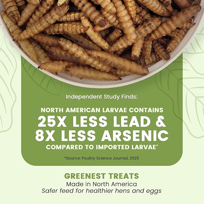 Black Soldier Fly Larvae for Chickens & Ducks – 5lb Dried Worms & Grubs – High Protein & Calcium Mealworms Alternative – Dried Black Fly Larvae for Chickens Bulk – Non-GMO, Farmed in North America