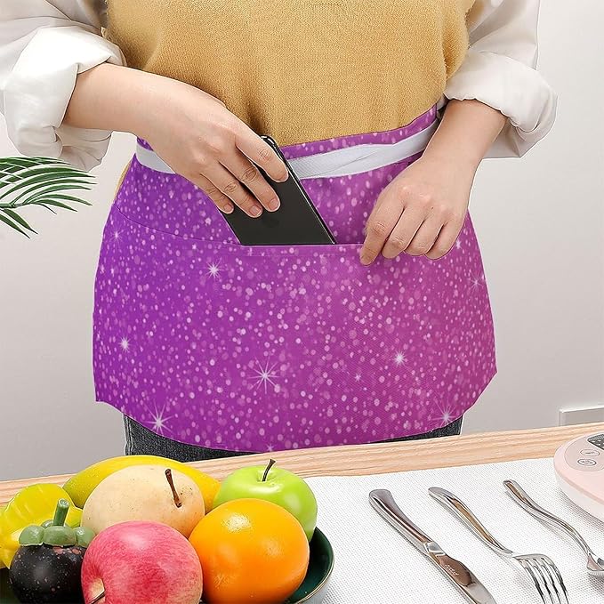 Server Apron with 3 Pockets Waist Waiter Waitress Half Apron Short Aprons