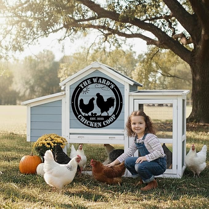 Custom Chicken Coop Metal Sign, Personalized Chicken Coop Sign for Outside, Custom Metal Hen House Farm Signs, Chickens Hen House Farmhouse Wall Art Decor