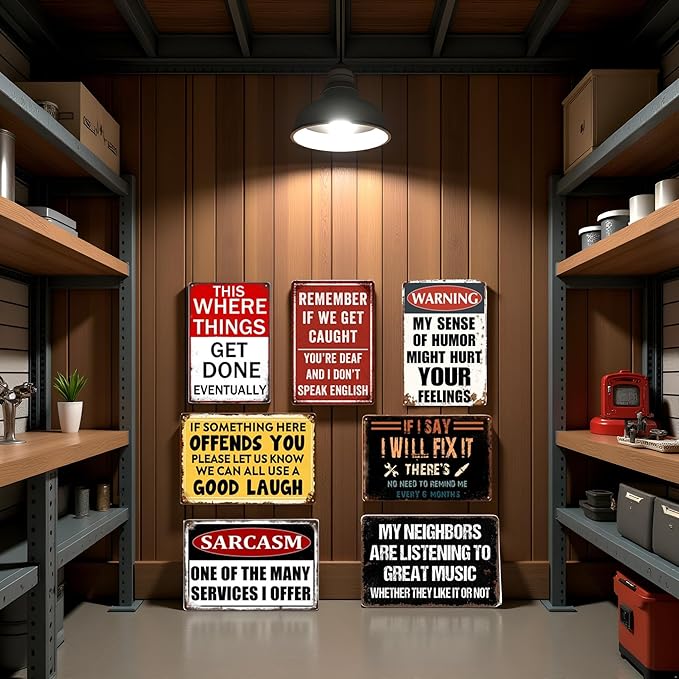Man Cave Decor Funny Garage Signs For Men Vintage Metal Tin Sign Mancave Accessories Signs For Wall Art Garage Decor For Men Work Shop Accessories Basement Bar Sign For Home Bar 8x12 Inch