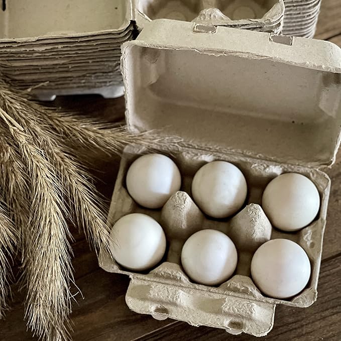 Henlay Half Dozen Duck Egg Cartons – Holds 6 Jumbo Eggs – Blank Top for Custom Labels – Eco-Friendly Paper Pulp – Ideal for Farm Fresh or Backyard Eggs - 20 Pack