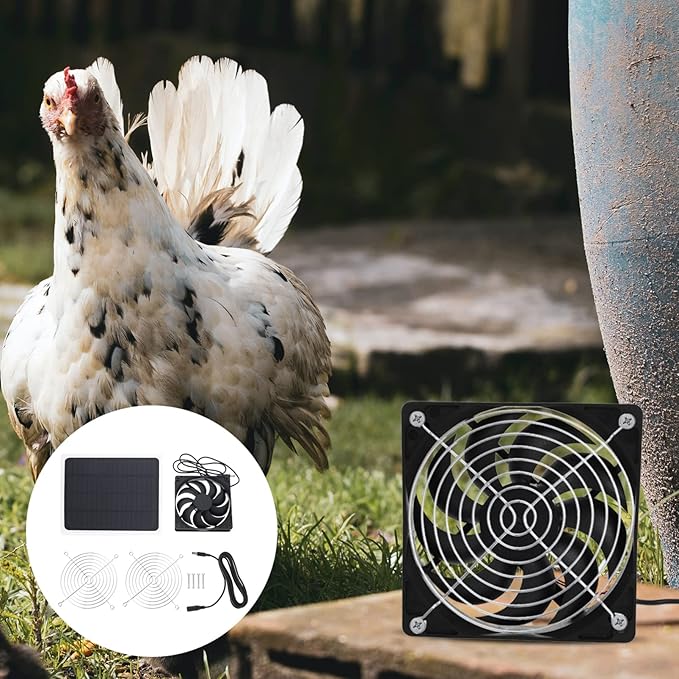 1set Solar Panel Fan for Chicken Coop Cooling Fan for Greenhouse and Rv Strong Design for Outdoor Use