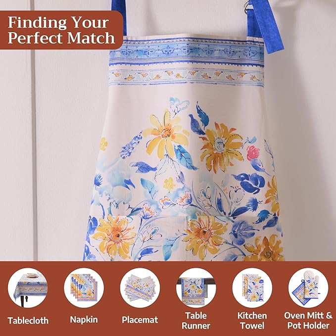 Maison d' Hermine 100% Cotton Apron for women with Pocket Kitchen Chef Apron for Men Cooking Easter Decorations