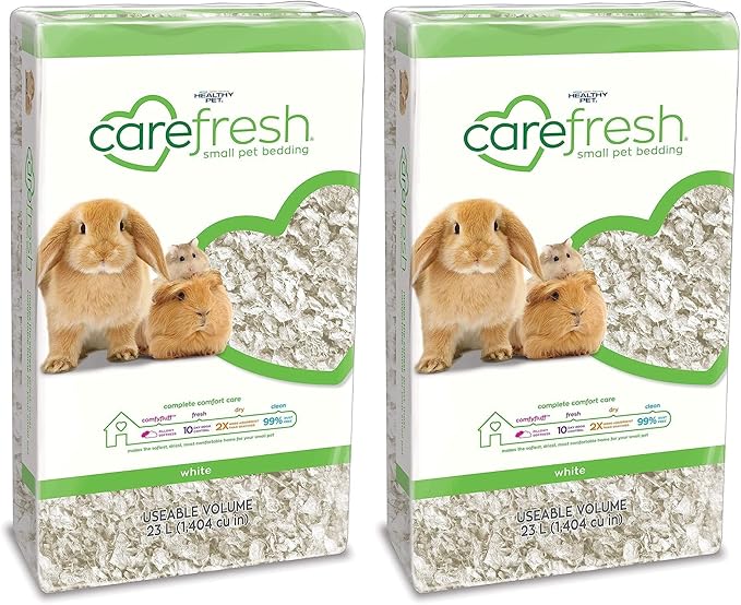 Carefresh 99% Dust-Free White Natural Paper Small Pet Bedding with Odor Control, 23 L (Pack of 2)