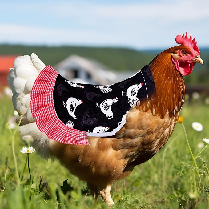 Whaline 6Pcs Chicken Saddles for Hens Chicken Apron with Elastic Straps for Poultry Protector Wing Back Feather Fixer Supplies