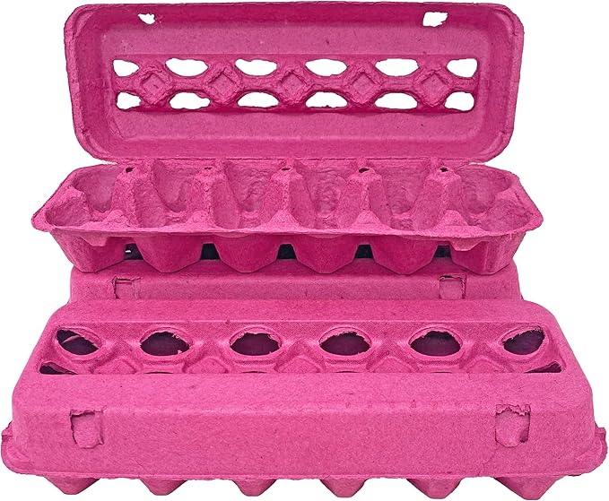 Cackle Hatchery Vented Paper Pulp Egg Cartons Holds 1 Dozen Chicken Eggs - Pink (24)