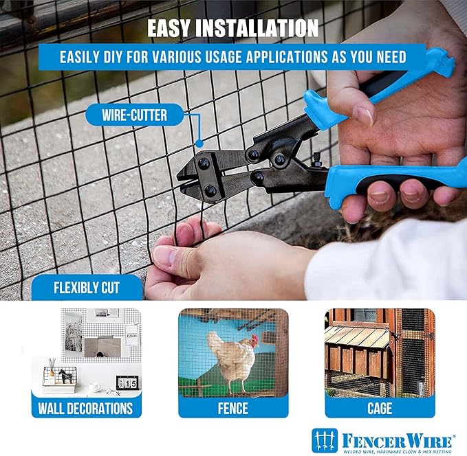 Fencer Wire 16 Gauge Black Vinyl Coated Welded Wire Mesh Size 1 inch by 1 inch for Home and Garden Fence and Pet Enclosures Protect Chickens Rabbits and Farmed Animals (d) 4 ft. x 50 ft.