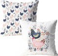 Rustic Floral Chicken Pillow Covers 18x18, Chicken Lover Lady Mom Gifts, Cottagecore Flower Farmhouse Hen Decorative Throw Pillow Covers for Home Bedroom Living Room, Set of 2,Color-3