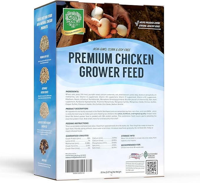 Small Pet Select - Chicken Grower Feed, Non-GMO, Corn & Soy Free, 20lb