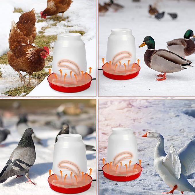 Saillong Chickens Water Heater Cord, Heated Chicken Waterer for Winter, Freeze Proof Heated Waterer for Poultry, Small Animals (Rabbits, Guinea Pigs, etc.), Prevent Water Freezing in Drinkers (1 Pack)