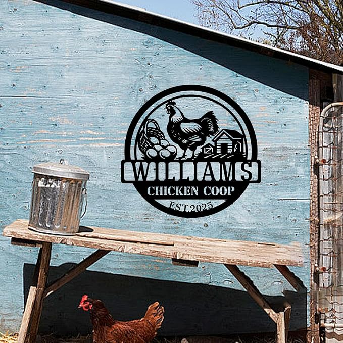 Custom Chicken Coop Sign Metal, Personalized Hen House Farm Sign, Backyard Chicken Decor, Rustic Farmhouse Gift for Chicken Lovers, Farm Gifts