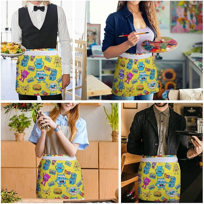 Unisex Half Waiter Waist Short Apron Waterproof Chef Works Waitress Aprons