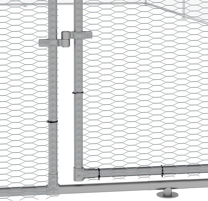 PawHut Large Chicken Coop Metal Chicken Run with Waterproof and Anti-UV Cover, Spire Shaped Walk in Fence Cage Hen House for Outdoor and Yard Farm Use, 1.26" Tube Diameter, 9.8' x 26.2' x 6.4'