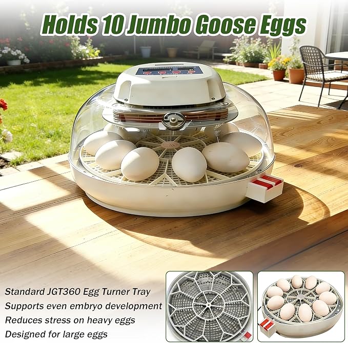 JGT360 Large Goose Egg Turner Tray for Nurture Right 360 Incubator, for 10 Egg Capacity Heavy Breed Jumbo Goose Egg Turner