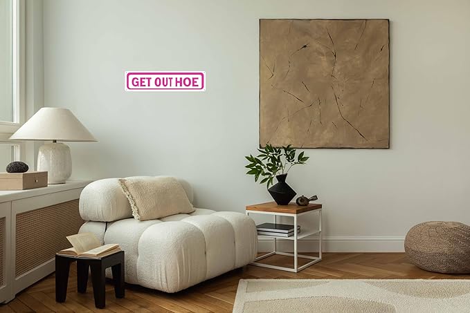 Get Out Hoe Metal Sign 4x16in Funny Retro Plaque for Yard Bathroom Garage Bar Kitchen Decor Cool Room Accessories