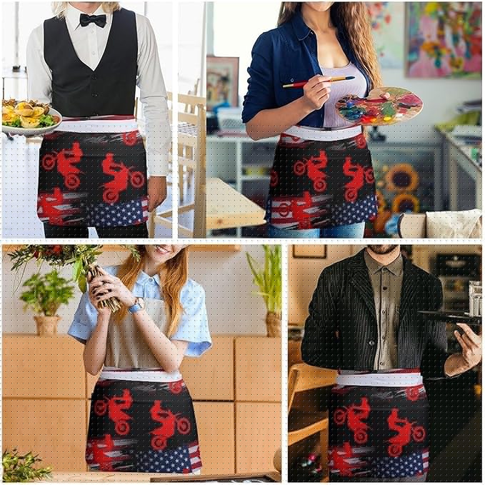 Half Apron with 3 Pockets Chef Cooking Kitchen Restaurant Aprons for Women Men